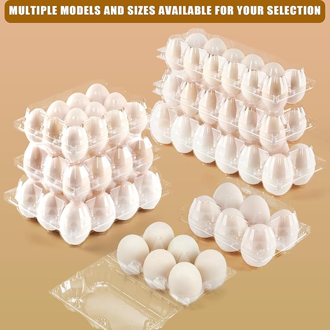 120 Pack Duck Egg Cartons Jumbo Egg Cartons Cheap Bulk with Sticker Labels Clear Empty Plastic Egg Containers Extra Large for Home Ranch Farm Commercial Market Display, 2×3 Grids