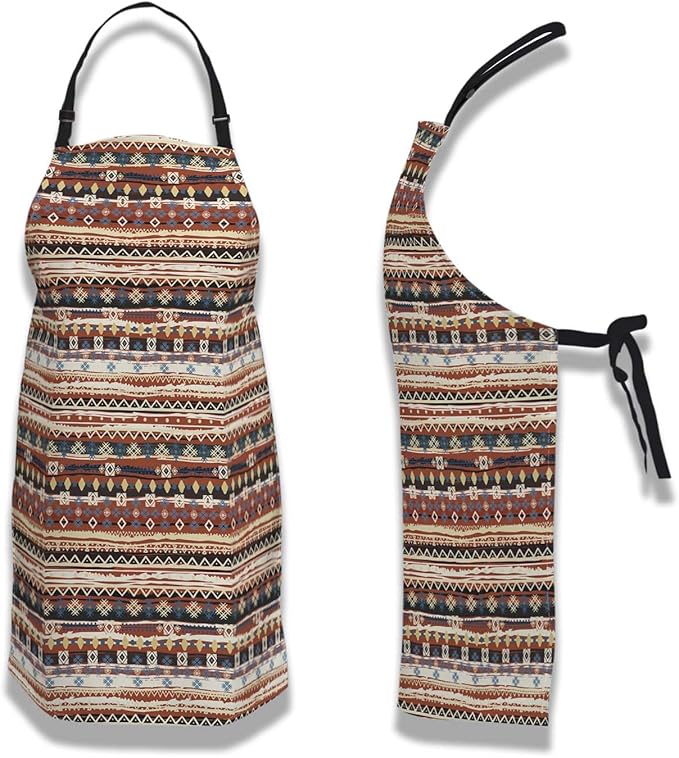 Garden Apron for Men Boho Style Ethnic Pattern Cooking Aprons for Women for Kitchen Cooking Restaurant BBQ Painting Crafting Gardening 27” (W) x 31” (H), Waterproof Aprons