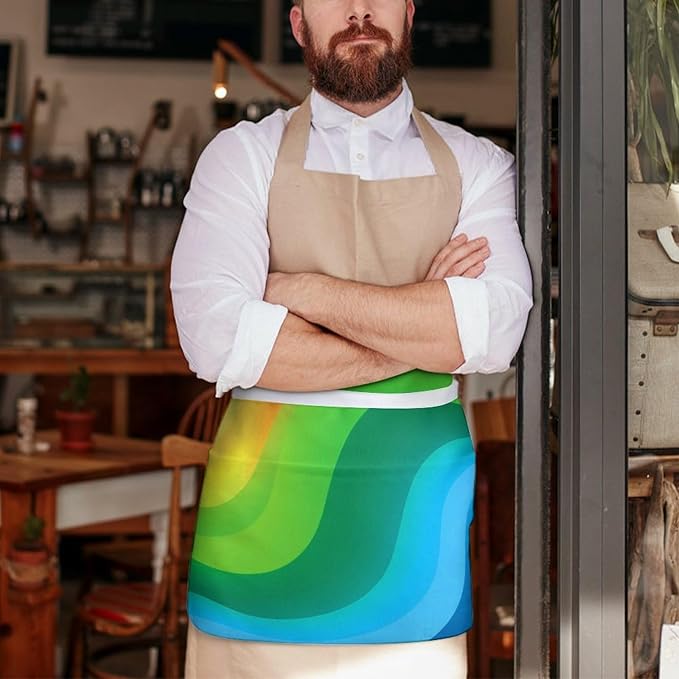 Short Aprons for Servers Unisex Chef Works Waitress Apron with 3 Pockets