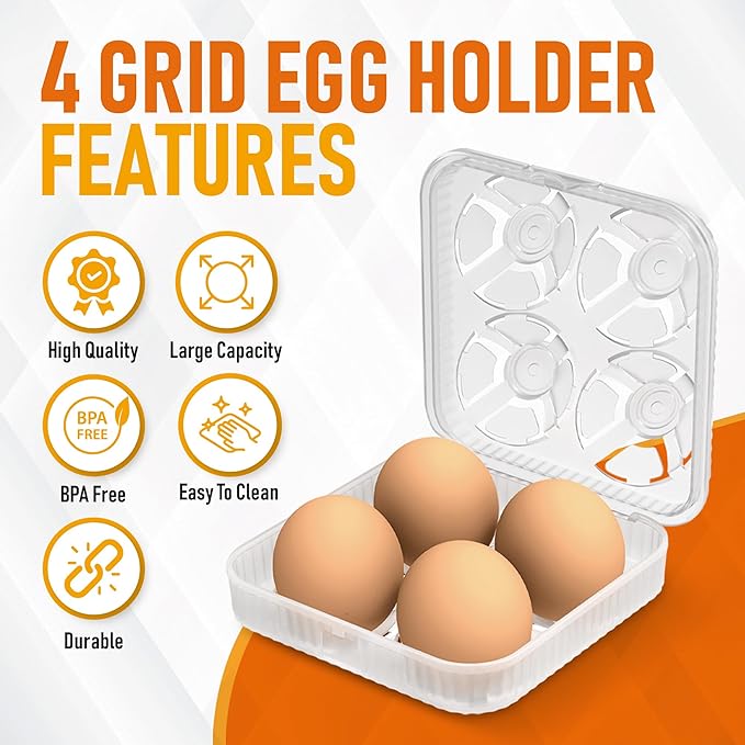 ZPU Egg Holder Camping, 2Pcs 4 Grid Egg Container, Plastic Egg Carrier for Camping Picnic Travel Outdoor Refrigerator Kitchen, Protective Egg Storage Case, Green