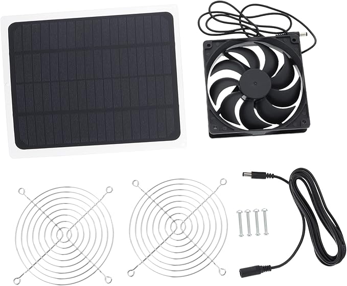 1set Solar Powered Fan for Chicken Coop Small Outdoor Cooling for Greenhouses Dog Houses Easy to Install Energy Efficient for Use