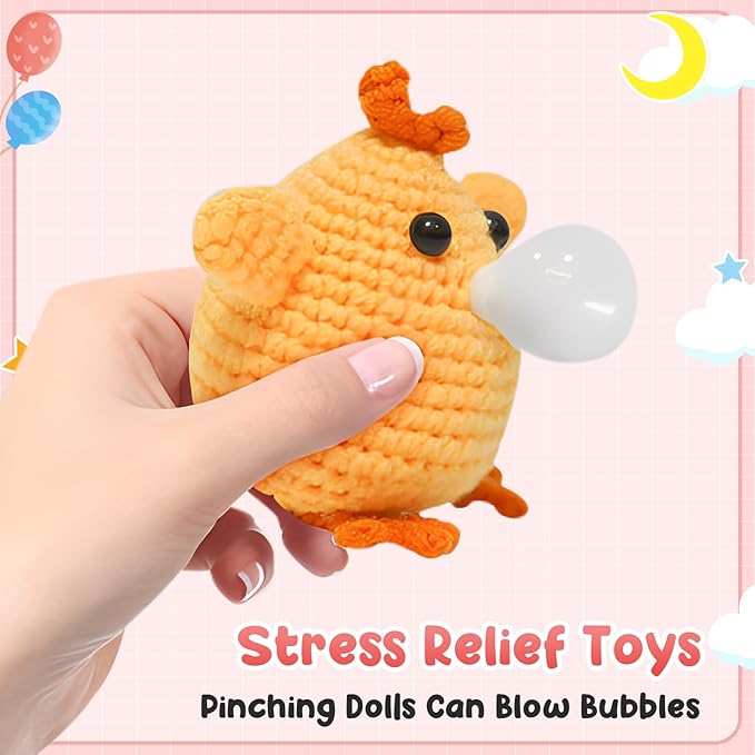 4Pcs Crochet Kit Complete Animal Crochet for Beginners Knitting Kit DIY Crochet Craft Kit Adorable Doll Chick Frog Octopus Starter Pack DIY Crochet Craft Kit with Step-by-Step Tutorials for Adults