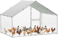 6.6FT Height Walk in Chicken Coop Metal, Outdoor Chicken Run with Split Door, Waterproof & UV Resistant Cover, Large Poultry Cage for Goose Rabbit, Duck Houses for Outside Yard Farm