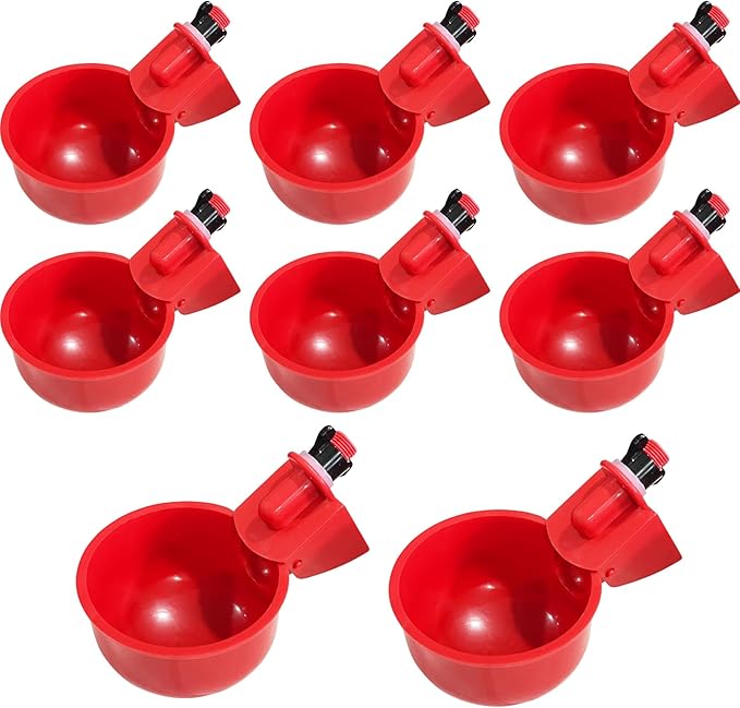 Chicken Water Cups, 8pcs Automatic Chicken Water Feeder, Poultry Waterer Kit Suitable for Chicks, Duck, Goose, Turkey and Bunny, 8-Pack