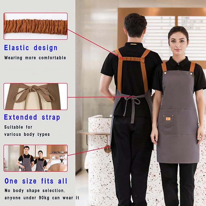 Chef's Aprons,kitchen work apron,with pockets,waterproof,suitable for gardening,painting,barbecue,artists,carpenters