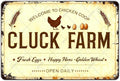 Funny Chicken Sign Welcome To Chicken Coop Cluck Farm Vintage Metal Decor Art Poster for Home Cafe Bar Kitchen Door Porch Yard Wall Decorations 16x12 Inch