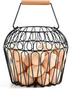 Farmhouse Egg Baskets for Gathering Fresh Egg With Handle, Round Metal Chicken Basket Collecting Fresh Egg Holder for Countertop Kitchen