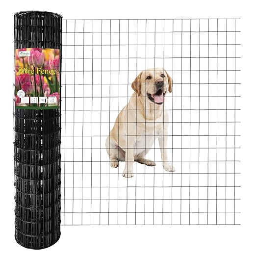 Black PVC Coated Welded Wire Fence 48 Inch x 50 Foot, 2 Inch x 3 Inch 16GA, Garden Border Fencing Roll Vinyl Coating Metal Wire Mesh for Yard Vegetable Plant Protection Poultry Netting