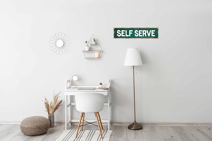 Vintage Tin Self Serve Sign Retro Metal Sign Suitable For Street Shop Bar - Multi-Purpose Metal Sign For Indoor/Outdoor Use Plaque 4x16 Inch