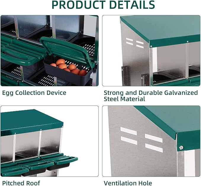 Nesting Boxes for Chickens - 6-Hole Chicken Nesting Boxes for Laying Eggs,Chicken Nesting Box with Lockable Lid - Secure Egg Laying Box for Farm & Backyard - Easy Egg Collection & Protection