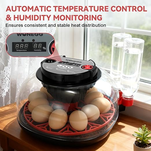 2nd Gen - 12 Egg Automatic Incubator, Two-Stage Humidity with Auto-Refill & Stable Temp Control, Auto Egg Turning, Candler, Real-Time Display for Hatching Chicken, Goose, Duck, Quail, Pigeon