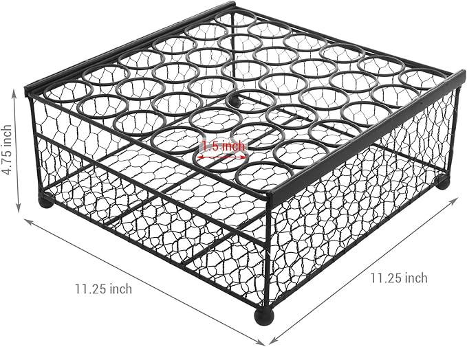 MyGift 2 Tier Black Metal Chicken Wire 36 Egg Display Tray with Bottom Storage Compartment for Fresh Eggs, Country Rustic Farm Egg Basket Container Box