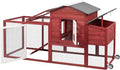 PetsCosset 79" Wooden Chicken Coop Rabbit Cage with Nesting Box, Waterproof Roof, Removable Tray, Combinable