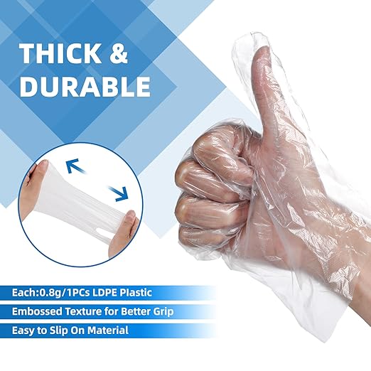 Brandon-super Food Prep Gloves Plastic Food Safe Brandon-super Gloves, Food Handling, One Size Fits Most Poly 500ct Clear 500 Count (Pack of 1)