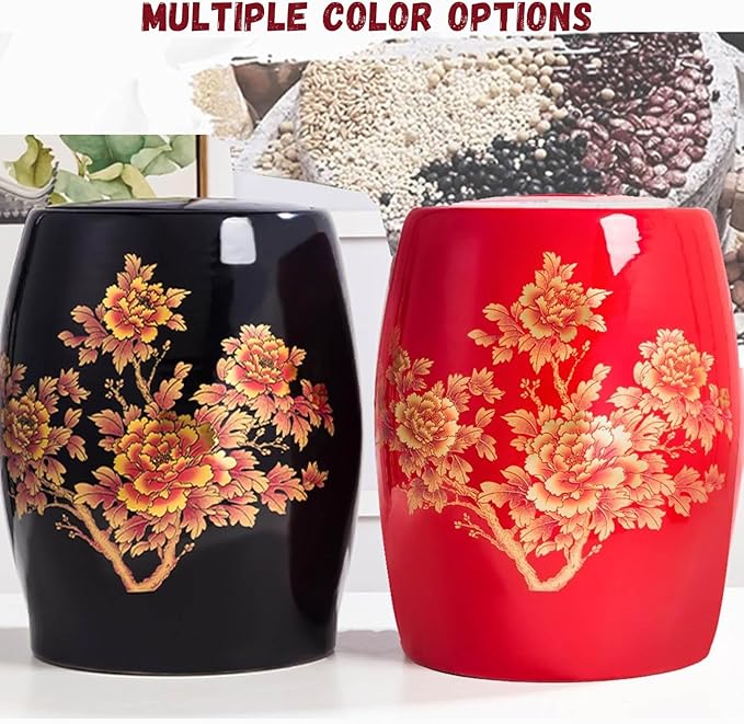 Ceramic Rice Storage Container, Large Ceramic Jar for Rice, Ceramic Rice Bucket with Lid Dispenser, Airtight Grain Storage Bin, Porcelain Kitchen Storage Box, Sealed Storage for Flour, Tea, Nuts(Yello