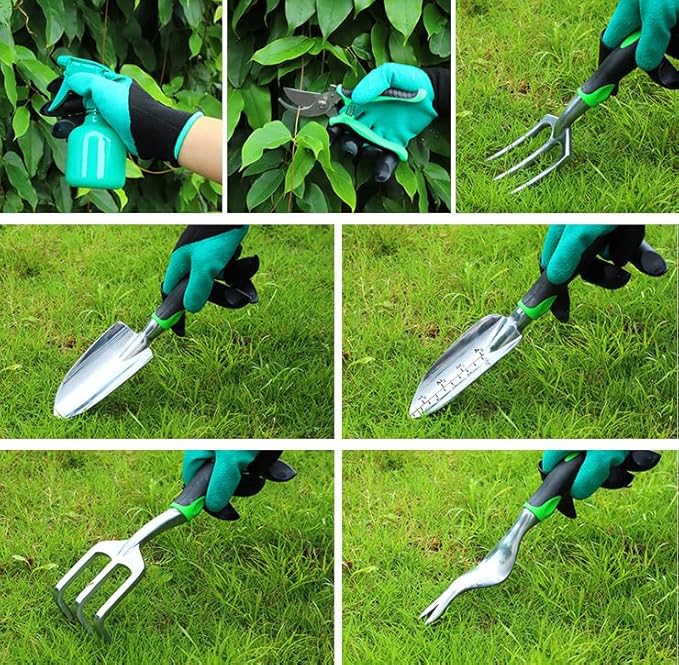 Gardening Tools Set, Gardening Tools, 7 Piece Set Heavy Duty Gardening Hand Tools, Outdoor Garden Hand Tools with Non Slip Rubber Grips. with Handbag.