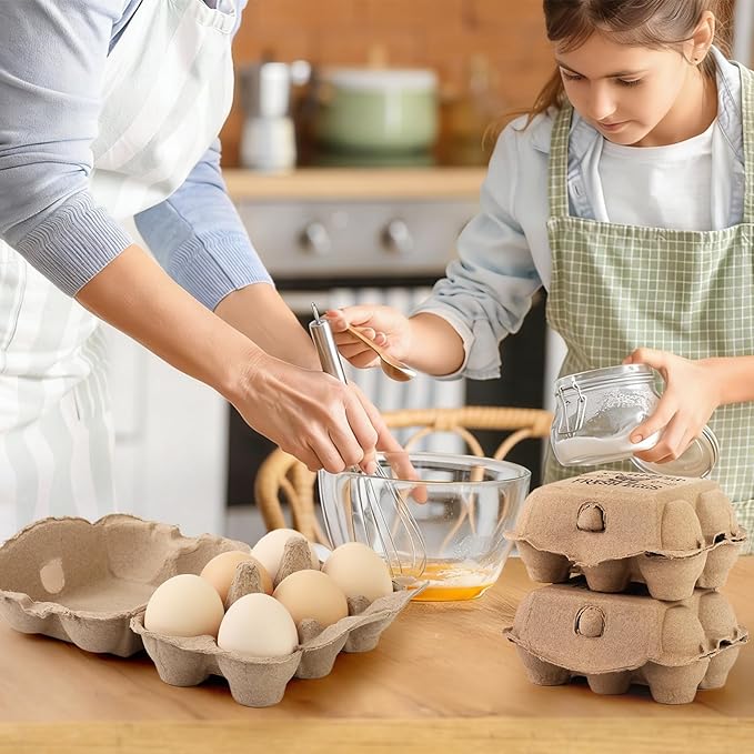 20 Pack Egg cartons 2x3 Style Half dozen egg cartons Bulk 6 Count Reusable Paper pulp egg storage tray Sturdy egg containers with instruction cards and stickers for Family Farm Market