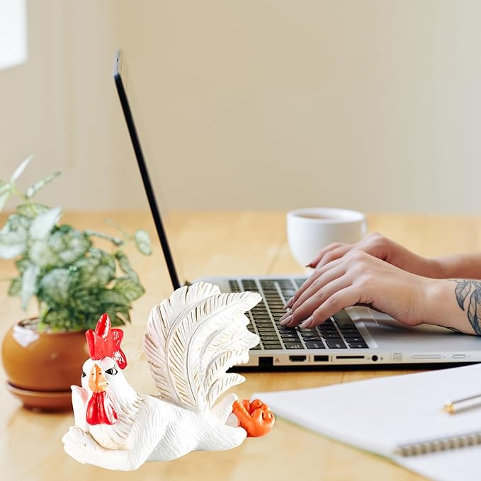 Rooster Statue,Rustic Country Kitchen Decor, Stylish Collectable Painted Chicken Statue,Farm Animal Table Ornament as Housewarming Resin Gifts,Meditation Spoof Rooster