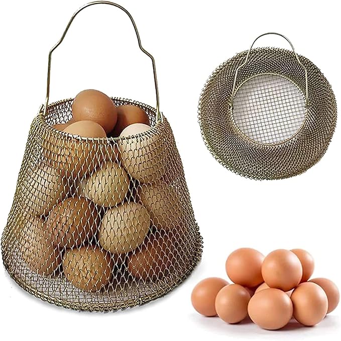 JIYUJIAHUA Egg Basket, Collapsible Mini Storage - Can Easily Load Eggs for Carrying and Collecting Eggs, Easy Washing, and Fast-drying, Country Primitive Farmhouse Style, DANLAN-001