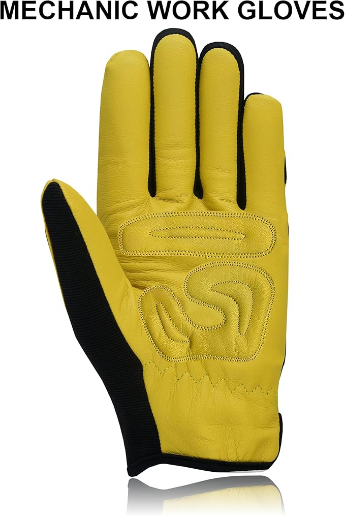 Safety Work Gloves Heavy Duty Genuine Goat Leather Hand Protection Mechanic, Welding, Construction Gloves