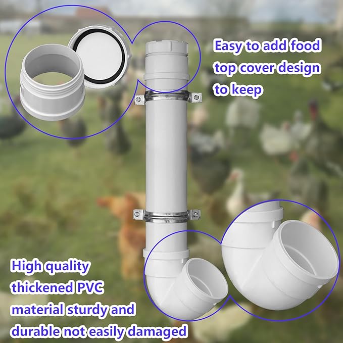 3 Pack PVC Chicken Feeder, 6 lb Capacity Automatic Chicken Feeder No Waste,Easy to Install and Clean for Chicken Poultry Feeder