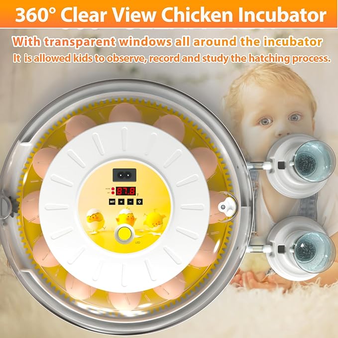 Egg Incubators for Hatching Eggs with Automatic Egg Turner, 8 Incubator for Chicken Eggs with Egg Candler for Chicken, Duck, Quail, Smart Egg Hatcher for Beginners & Kids