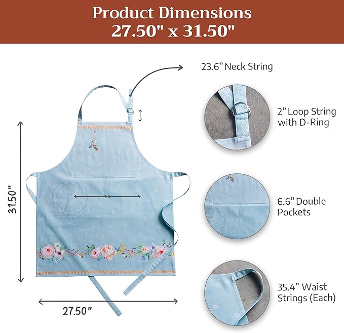 Maison d' Hermine 100% Cotton Apron for women with Pocket Kitchen Chef Apron for Men Cooking Easter Decorations