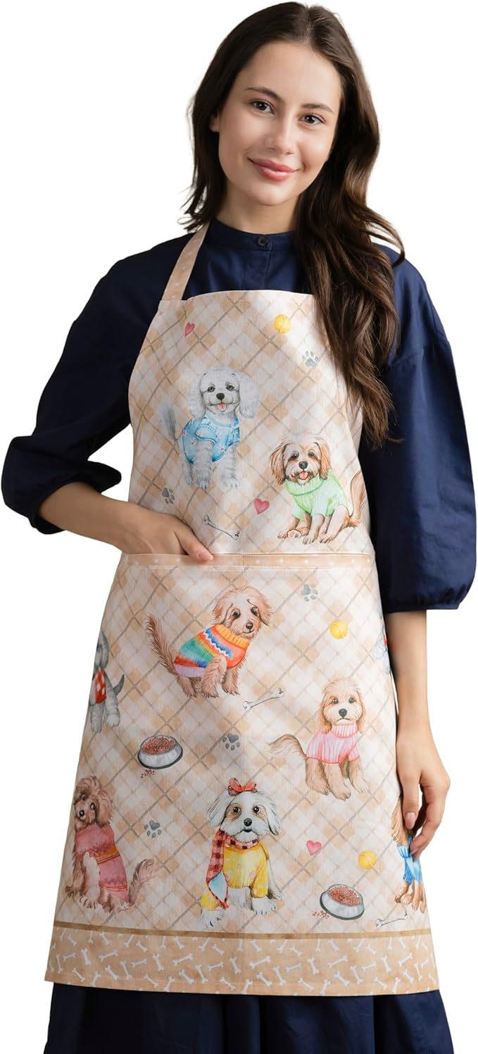Maison d' Hermine 100% Cotton Apron for women with Pocket Kitchen Chef Apron for Men Cooking Easter Decorations