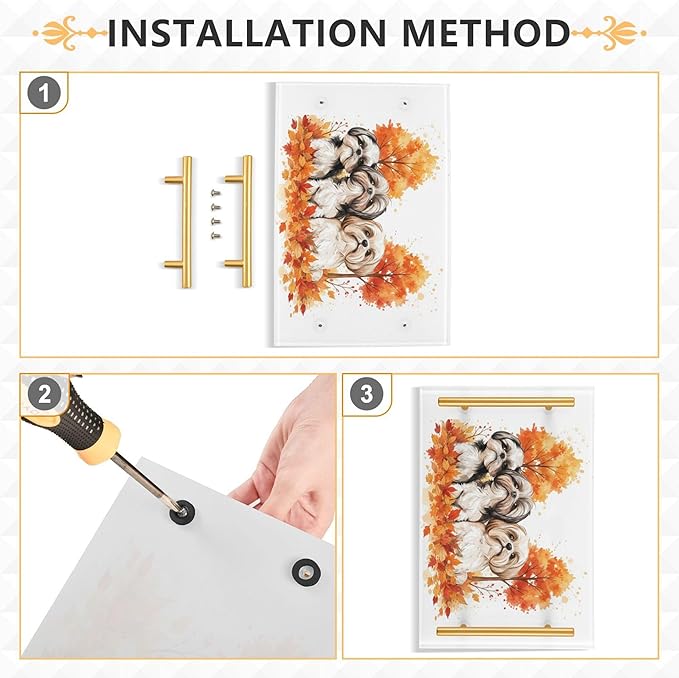 Bathroom Vanity Tray Counter Organizer, Cute Dogs with Fall Leaves Decorative Tray with Handles Countertop Storage for Bathroom Bedroom Kitchen Home Farmhouse