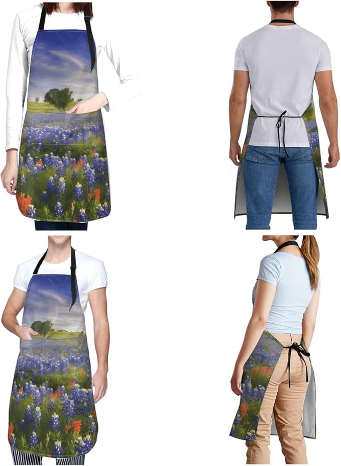 Aprons for Women with Pockets Waterproof Apron Adjustable Bib Turquoise Blue Gold Marble Apron Chef Apron