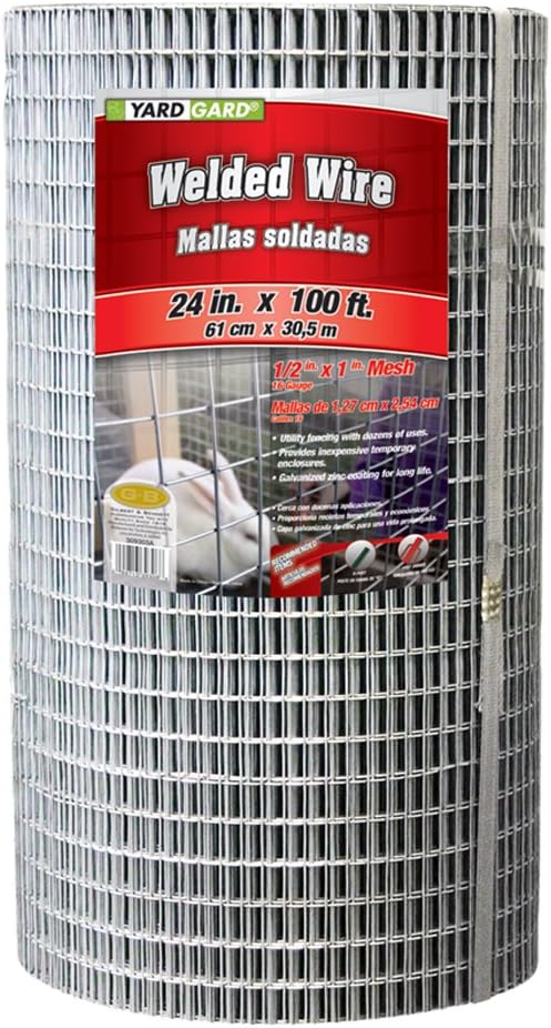 YARDGARD – 1 Inch by 1/2 Inch Mesh Welded Wire Fence – 24 Inches by 100 Feet – 16 Gauge Galvanized Steel – for Property Boundaries | Garden Protection | Animal Confinement