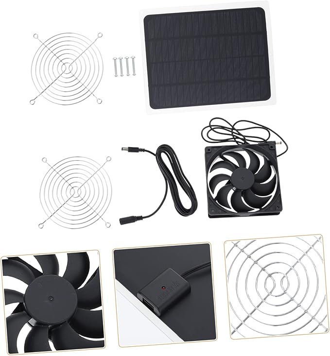 ibasenice 1set Solar Panel Chicken Coop Fan Small Exhaust Fan for and Greenhouse Cooling Easy to Install for Aeration