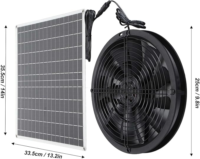 Solar Exhaust Fan High Speed 20W 16V Solar Panel Ventilation Fan for Chicken Coop Pet House Barn Greenhouse