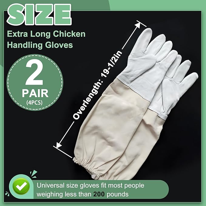 2 Pack Chicken Handling Gloves,Extra Long Scratch Proof Gloves for Chicken Handling,Puncture Resistant Glove for Prevent Chickens Scratch,Bite Proof Glove for Chickens,Bird,Cat