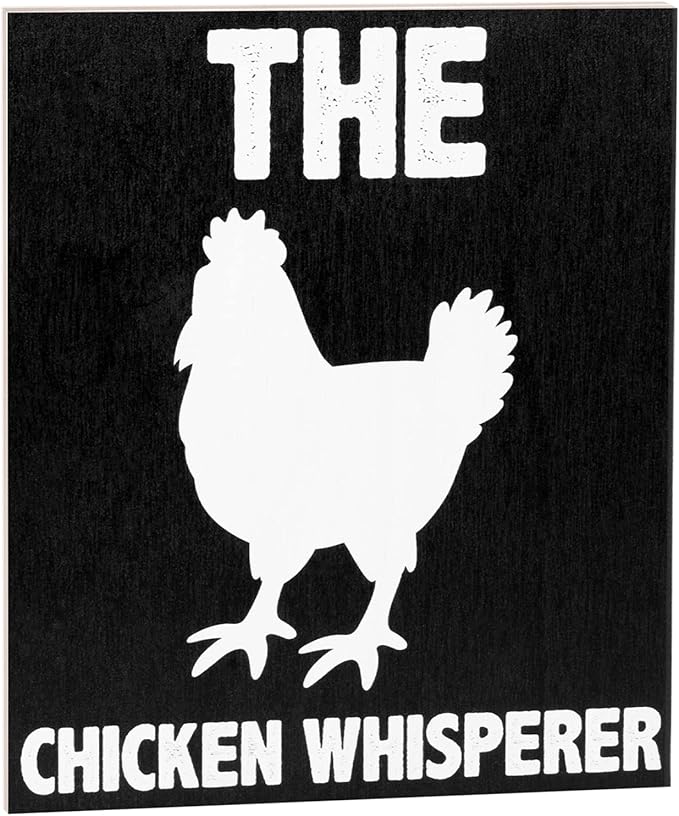 JennyGems The Chicken Whisperer Wooden Sign, Chicken Gifts and Decor, Farmhouse Wall Hanging, Made in USA