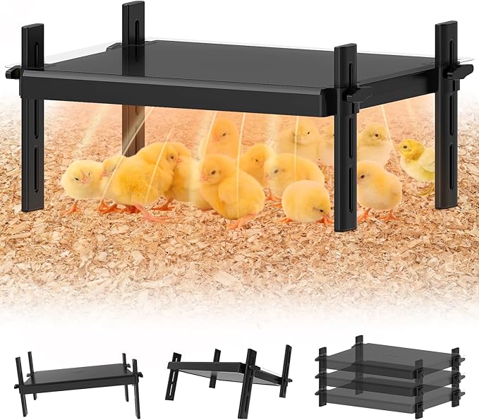 Large Brooder Plate for Chicks, 15"x 12.6" for 20 Baby Chicks, 49W Radiant-Heat Waterproof Chick Brooder Heating Plate with Adjustable Height & Angle, Chicken Brooder Heater/Warmer for Small Poultry