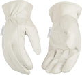 Kinco, 92W-S, Women's White Premium Grain Goatskin Leather Glove - Durable, Comfortable Out-Seam, Safety Easy-On Cuff, Anti Fatigue Design - Ideal for Gardening, Farm, Ranch, DIY, Landscaping - Small