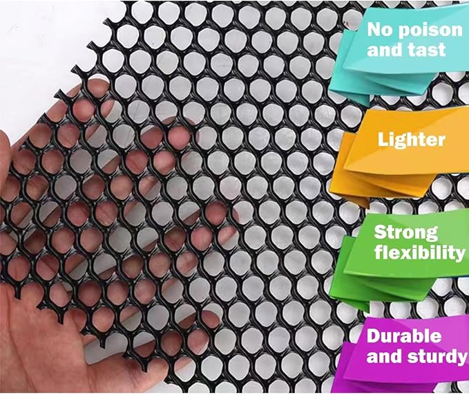 Upgraded Plastic Chicken Wire Fence Mesh(16INx33FT) - Black/Green/White Colors 0.3" Openings,for Garden Net, Poultry Fencing, Chicken Wire Frame,Animal Cage Fence,Floral Netting (Black)