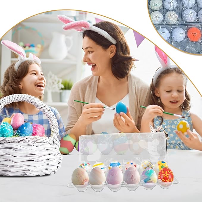 Plastic Egg Cartons Bulk 2x6 Egg Holders Style Holds 12 Eggs - Half Dozen Storage Perfect for Family Pasture, Groceries Chicken Farm, Refrigerator Storage (12 Grids) 50 Pack