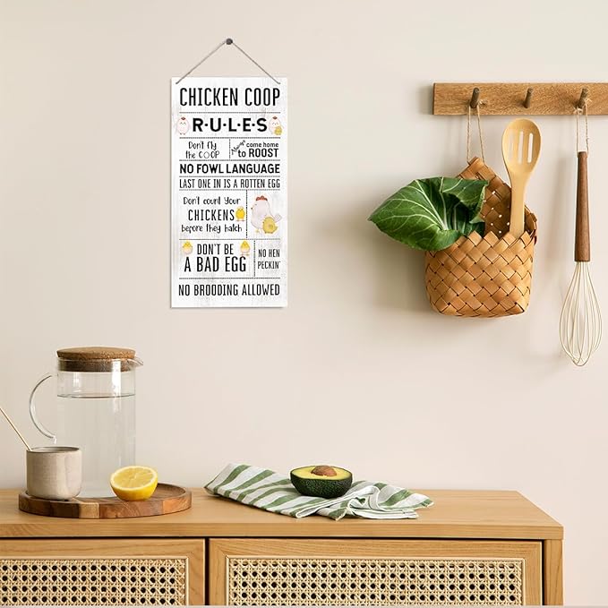 Chicken Coop Sign, Farm Decor, Chicken Hen House Decor, Decorative Wood Hanging Wood Plaque, Rustic Home Decoration, Farmhouse Hanging Decoration for Indoor Outdoor