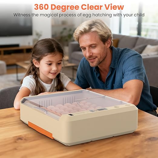 36-60 Egg Incubator with Automatic Egg Turning and Humidity Control, Adjustable Chicken Egg Incubator with Digital Display, for Hatching Eggs Include Chicken Duck Quail Eggs(Orange)