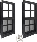 Yuzzy 12" x 18" Shed Windows with Tempered Glass and Fiberglass Screen, 2 Pack Small Sliding Windows for Shed, Chicken Coop, Playhouse, Household, Garage, Barns (Black)