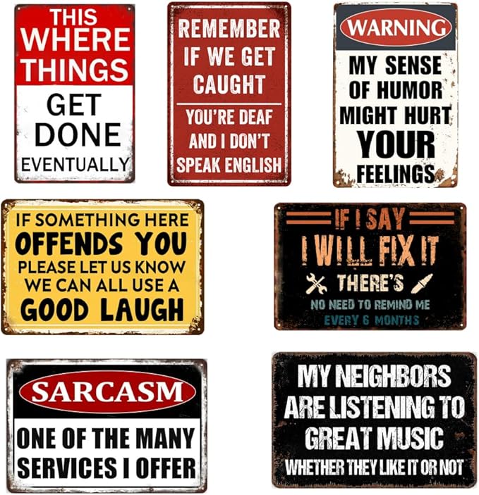 Man Cave Decor Funny Garage Signs For Men Vintage Metal Tin Sign Mancave Accessories Signs For Wall Art Garage Decor For Men Work Shop Accessories Basement Bar Sign For Home Bar 8x12 Inch