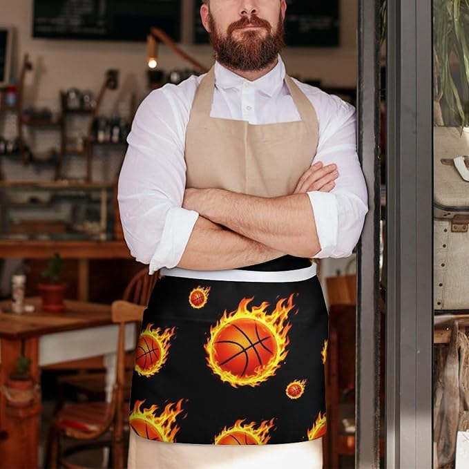 Server Apron with 3 Pockets Waist Waiter Waitress Half Apron Short Aprons
