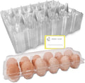 Large Plastic Egg Cartons 30 Packs with Sticker Labels for 12 Eggs, Cheap Bulk Egg Tray Egg Container Holder for Refrigerator, Storage, Family, Chicken Farm, Market, Camping