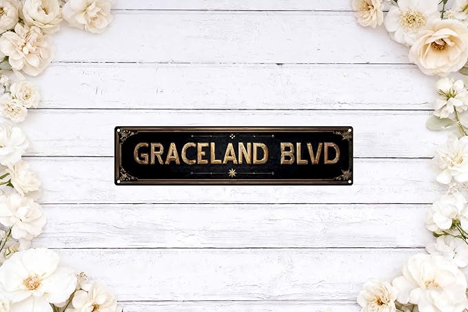 Vintage Tin Graceland Blvd Sign Retro Metal Sign Suitable For Home Street Shop Garage Bar Farm Garden - Multi-Purpose For Indoor/Outdoor Use Plaque 4x16 Inch