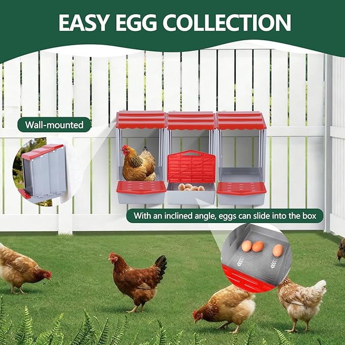 Chicken Nesting Box (Three) Efficiently collects and Protects Eggs Simple Installation Durable and Sturdy Easy to Clean Weatherproof Against rain and Snow