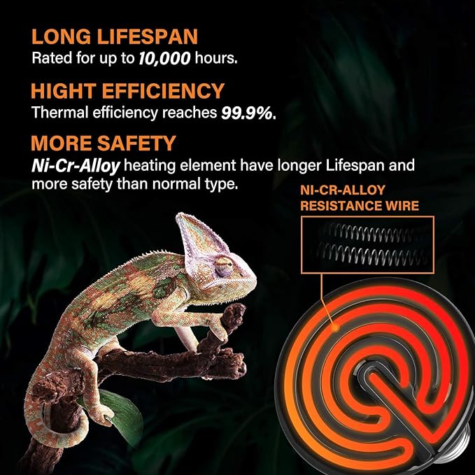 Simple Deluxe 100W 2-Pack Ceramic Heat Emitter Reptile Heat Lamp Bulb No Light Emitting Brooder Coop Heater for Amphibian Pet & Incubating Chicken