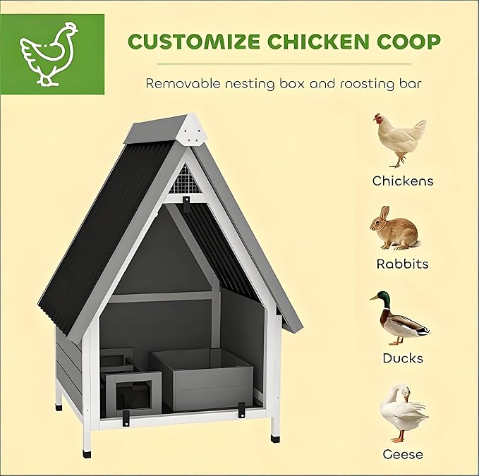 Pet-Friendly Backyard Chicken Coop, All-in-One Wooden Chicken House & Enclosed Run - Easy Access for Egg Collection & Cleaning, Perfect Starter Coop for Family Pets & Fresh Eggs