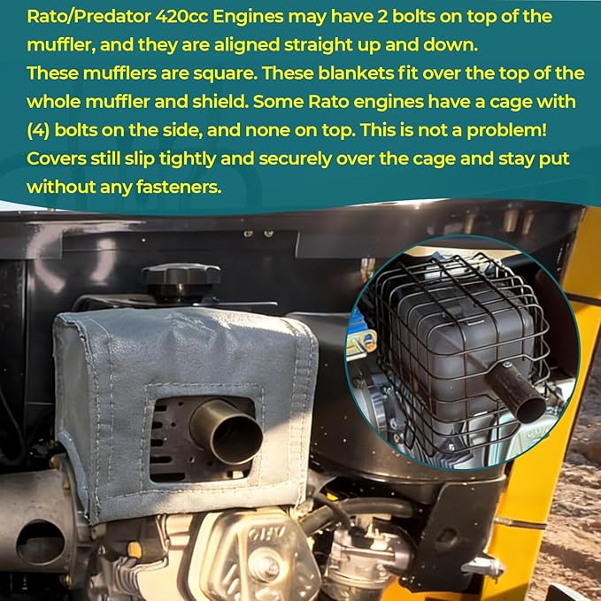 Muffler Blanket Fit For Chinese Mini Excavator Skid Steer Rato 420cc Predator - Universal Muffler Cover for Small Equipment